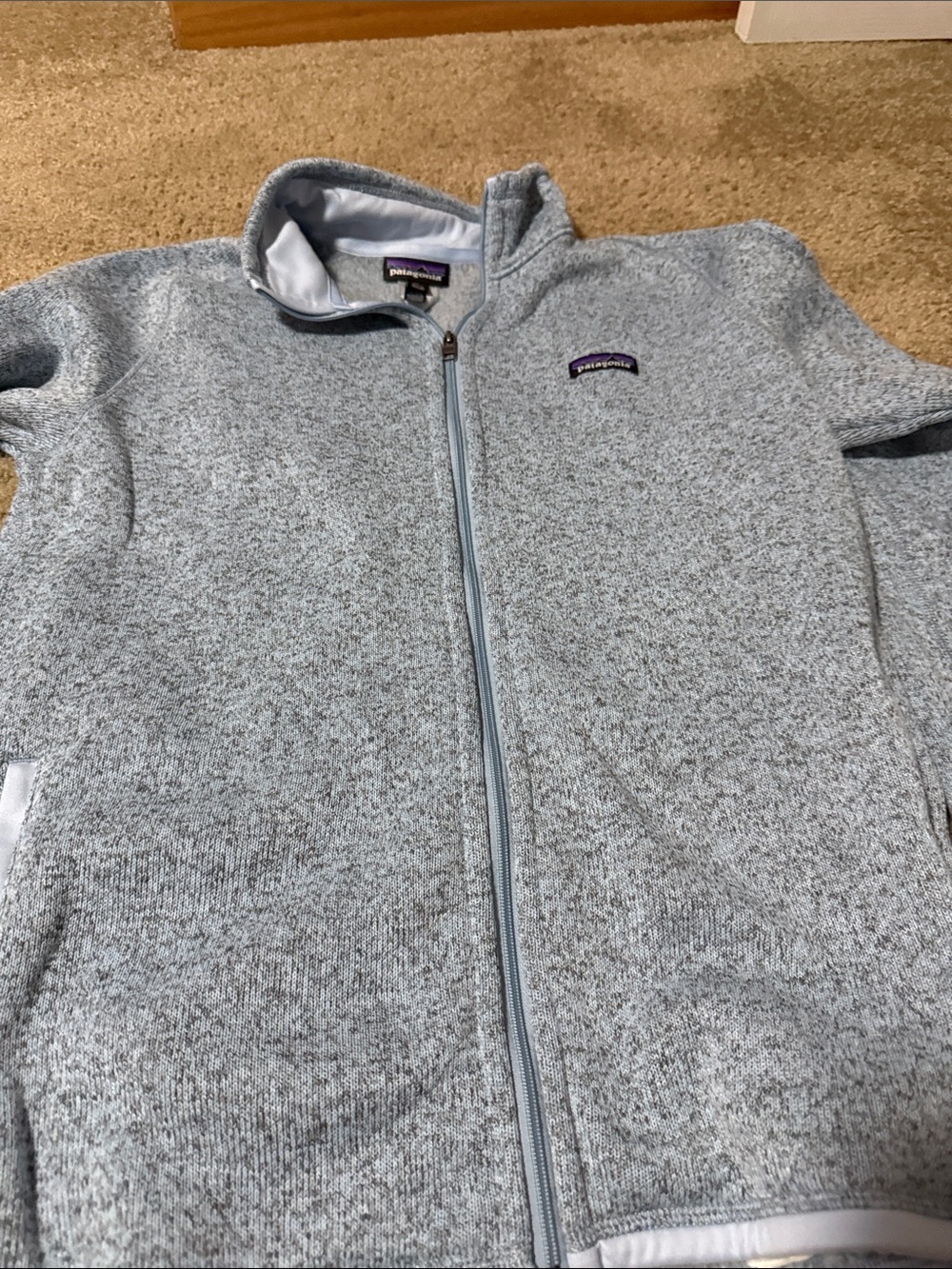 Patagonia Kids Heather Light Gray Full-Zip Fleece Jacket